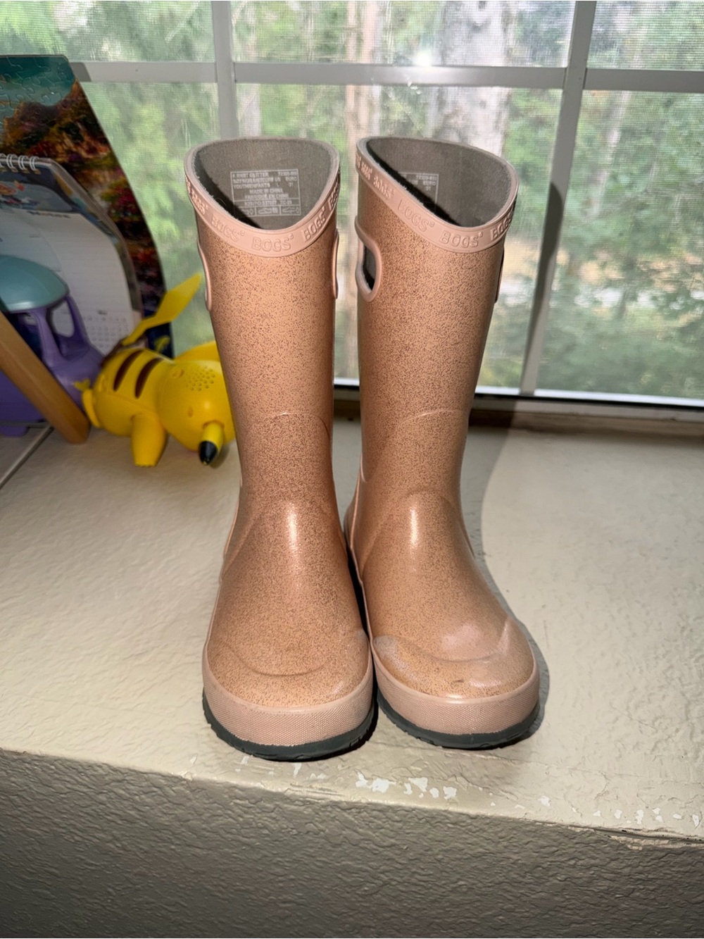 Bogs Kids Rose Gold Glitter Rain Boots
